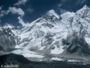 South side of Mount Everest with the Khumbu Glacier (in 2002)
