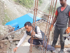 Concrete work on the floor ceiling of the second building